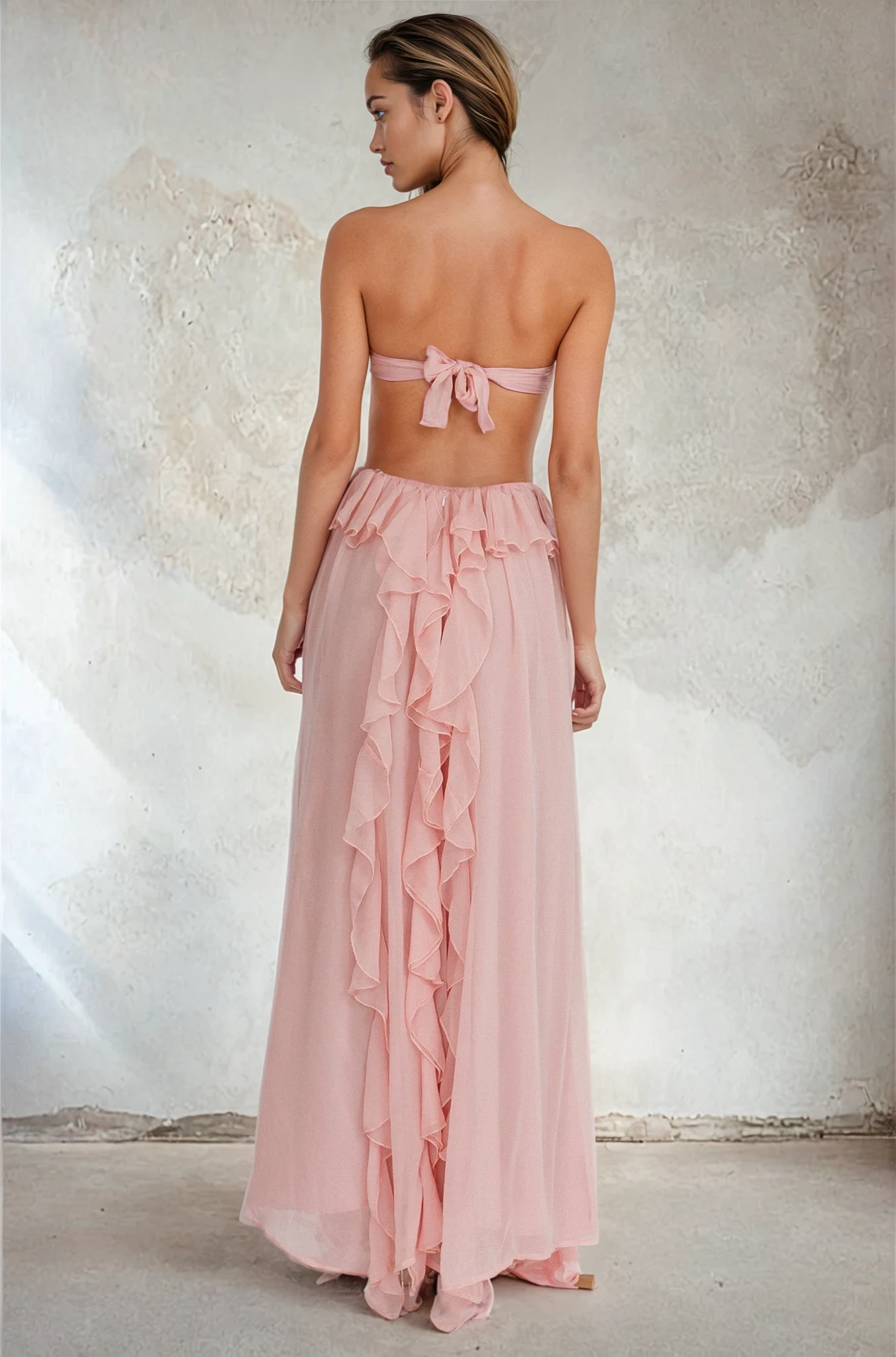 Flora | Cut-Out Ruffle Maxi Jurk