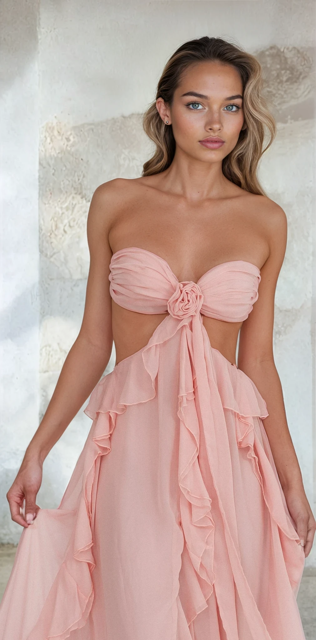 Flora | Cut-Out Ruffle Maxi Jurk