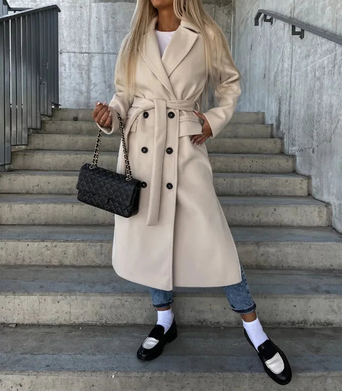 Noelle | Trenchcoat Dames Winter | Warme Jas met Ceintuur & Klassieke Pasvorm