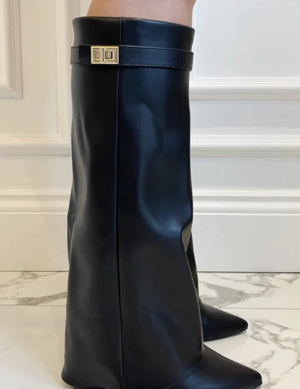 Lina | Kniehoge Laarzen Dames – Klassieke Laarzen met Puntneus & Rechte Schacht