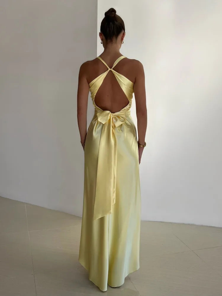 AMAYA | Elegante Dames Mouwloze Avondjurk V-hals en Lange A-lijn