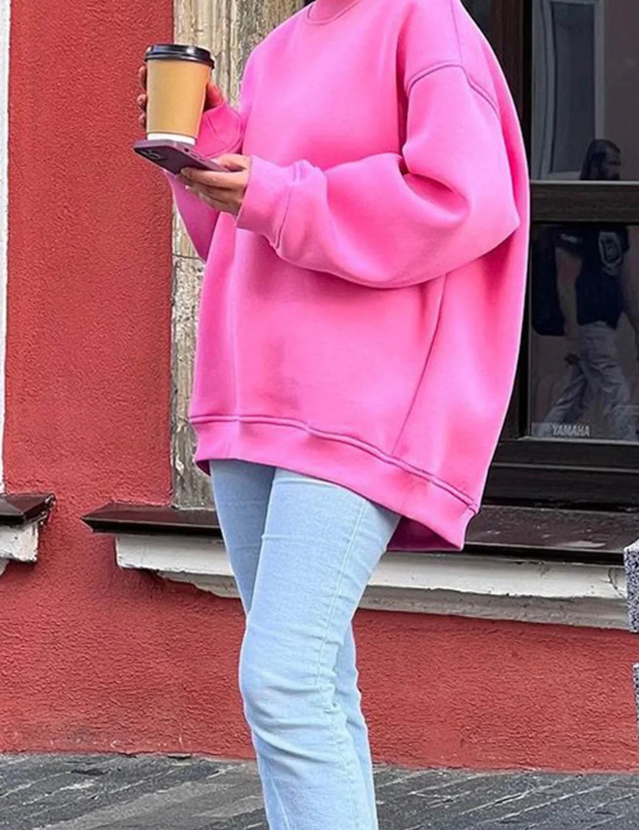 Mandy | Oversized Sweatshirt Dames – Comfortabele Katoenen Trui met Ronde Hals