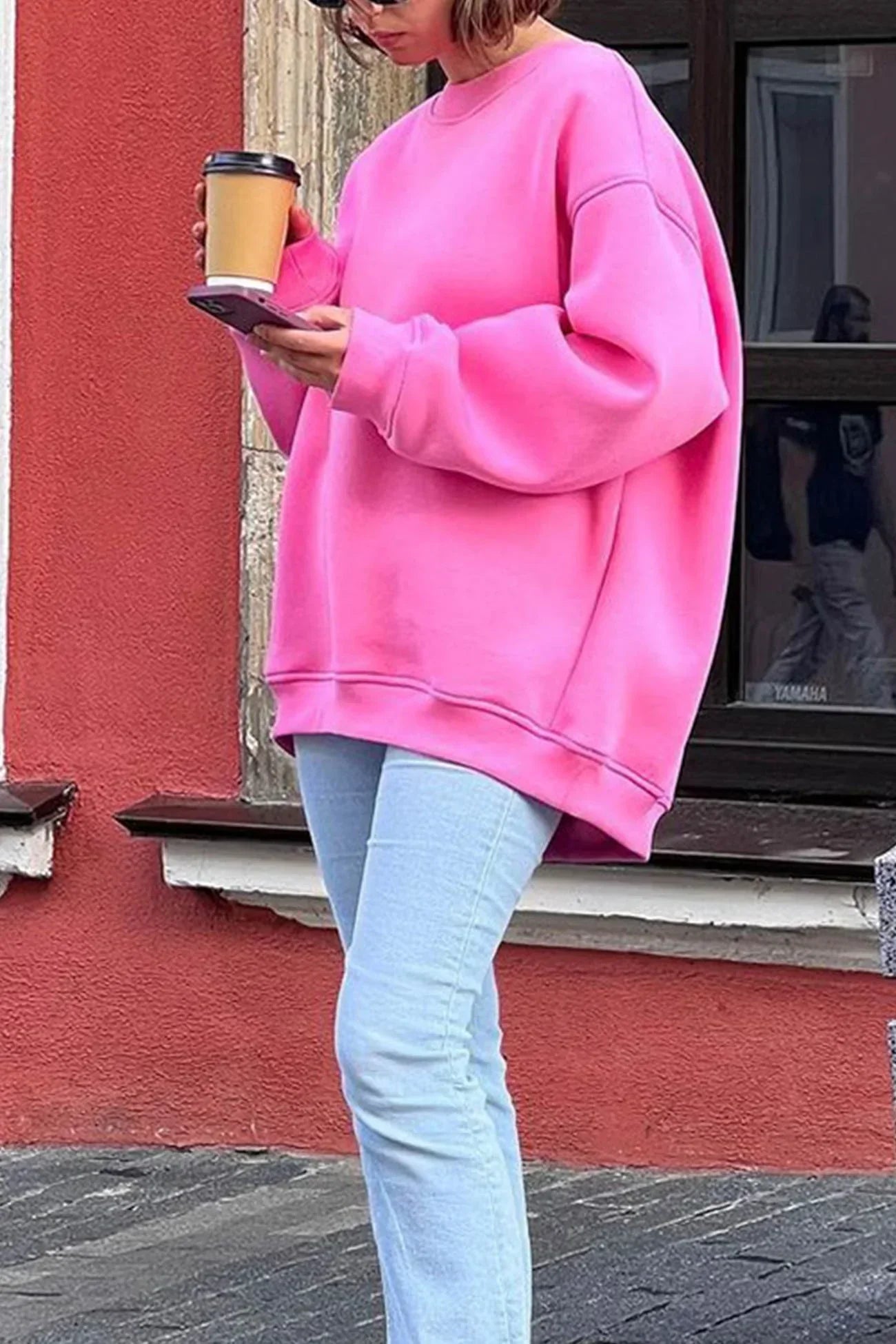 Mandy | Oversized Sweatshirt Dames – Comfortabele Katoenen Trui met Ronde Hals