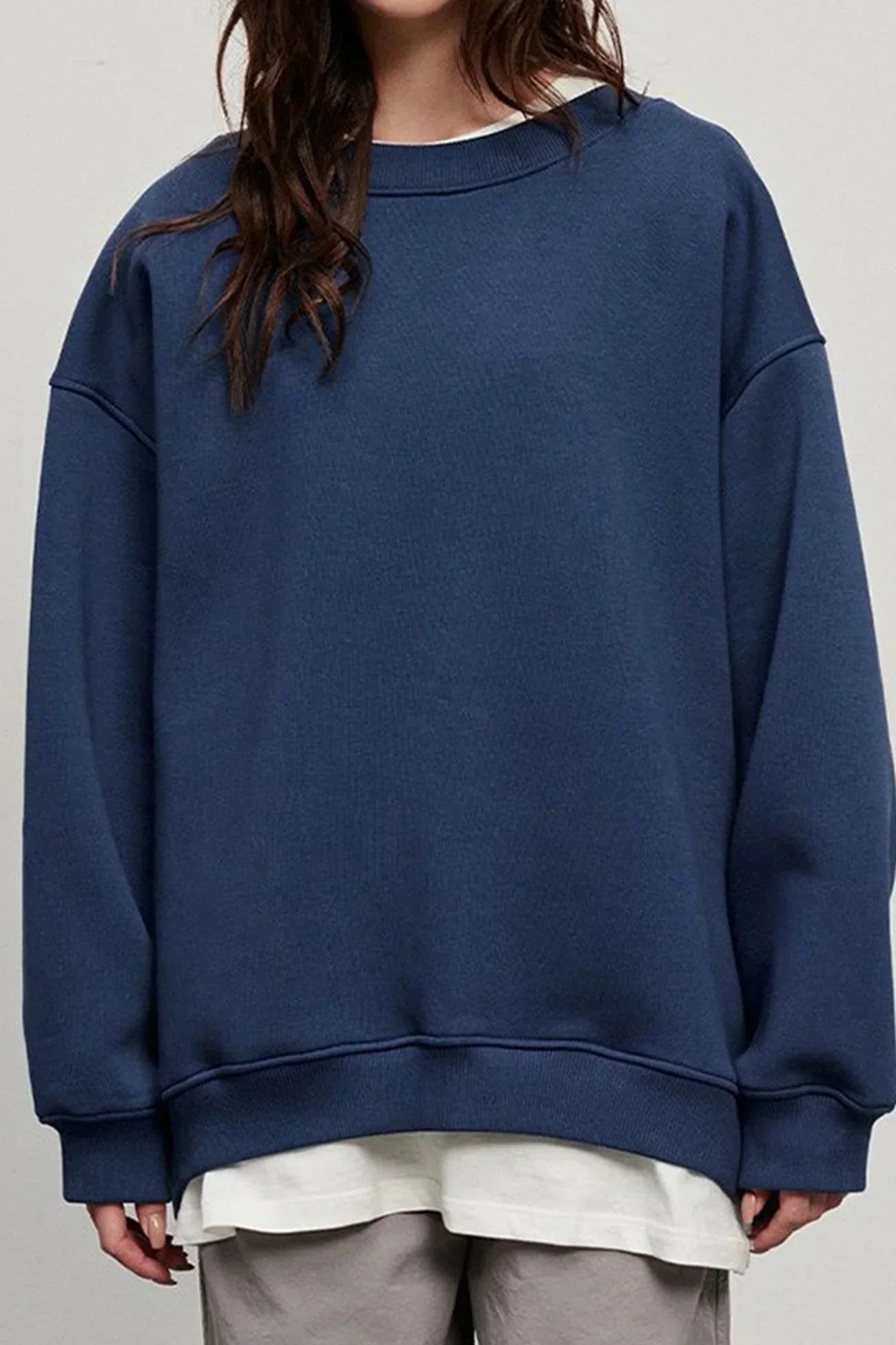 Mandy | Oversized Sweatshirt Dames – Comfortabele Katoenen Trui met Ronde Hals