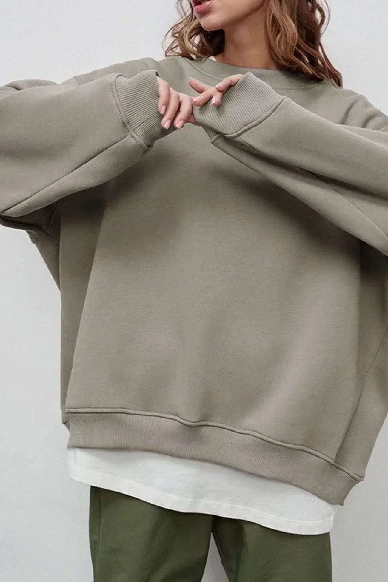 Mandy | Oversized Sweatshirt Dames – Comfortabele Katoenen Trui met Ronde Hals