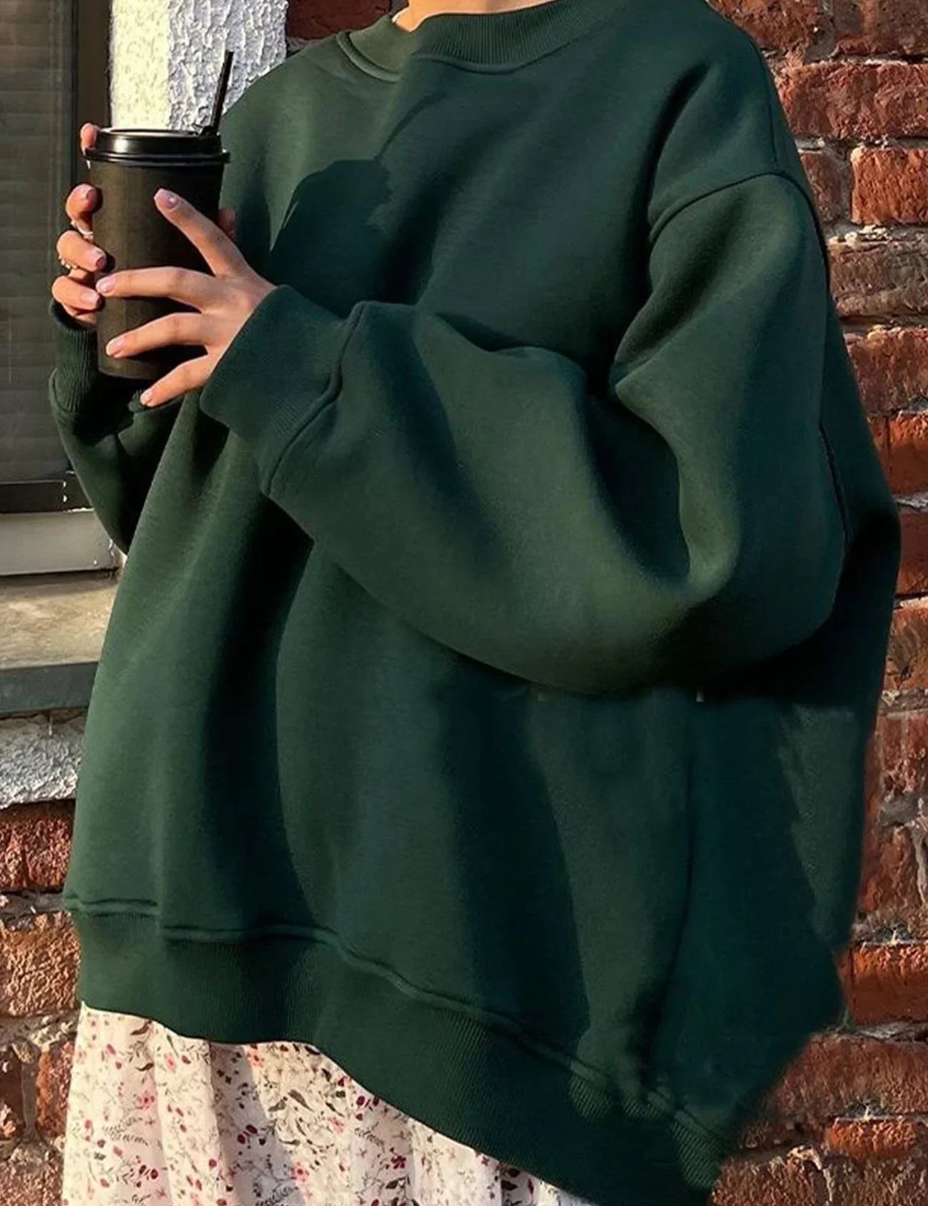 Mandy | Oversized Sweatshirt Dames – Comfortabele Katoenen Trui met Ronde Hals