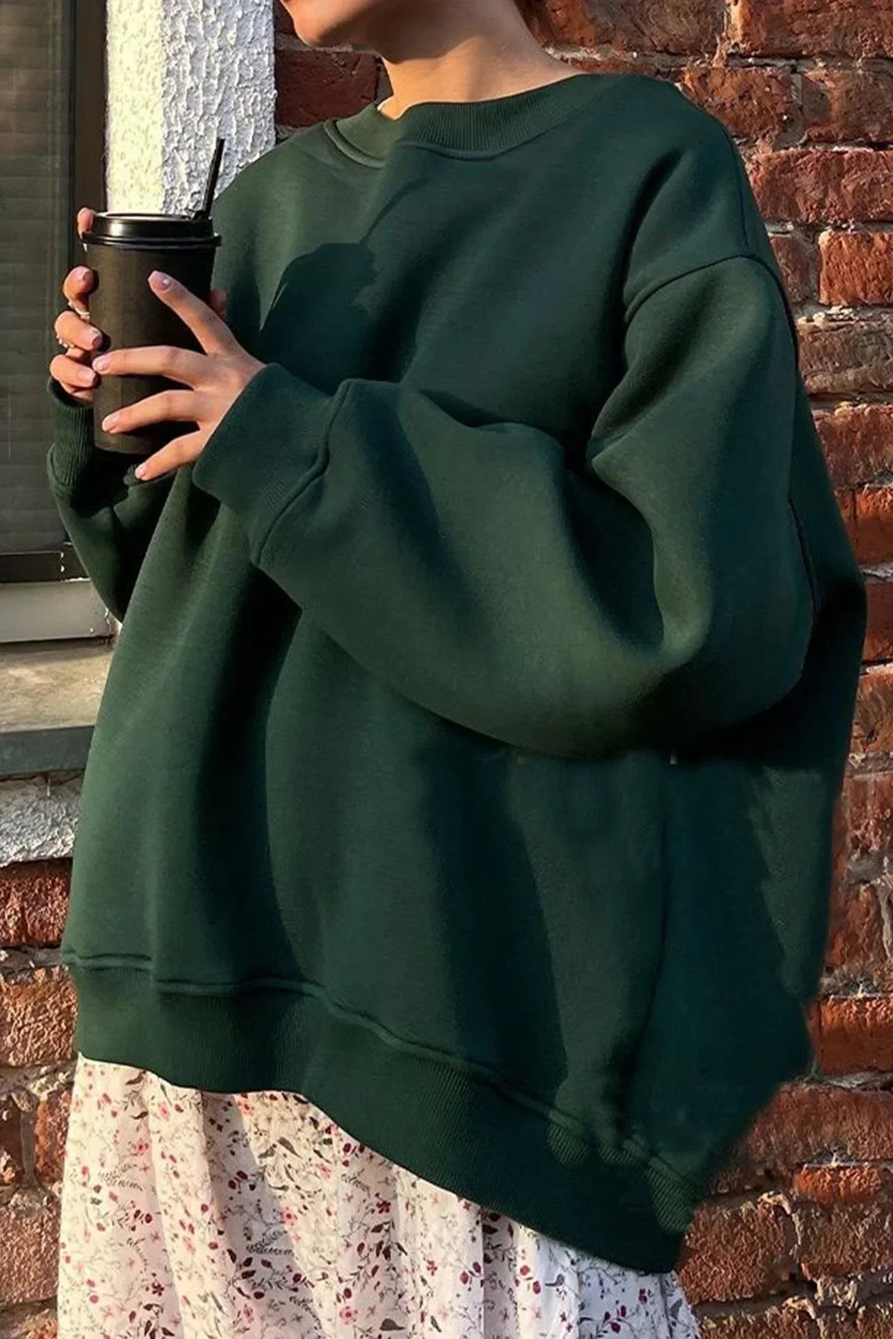 Mandy | Oversized Sweatshirt Dames – Comfortabele Katoenen Trui met Ronde Hals