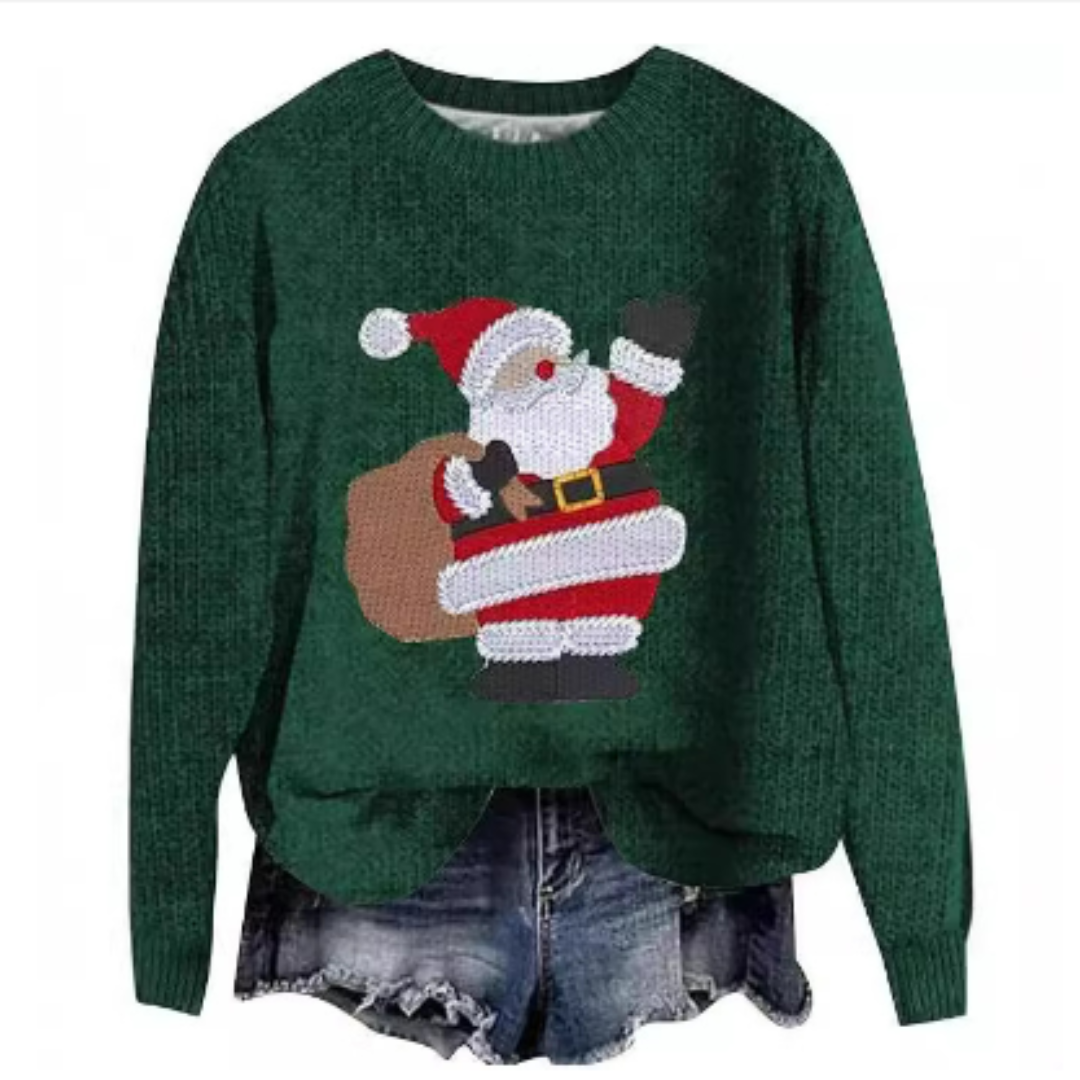 Faye | Dames Kersttrui Gebreid – Warme Lange Mouwen Ronde Hals Christmas Sweater