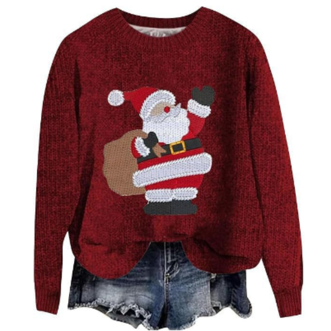 Faye | Dames Kersttrui Gebreid – Warme Lange Mouwen Ronde Hals Christmas Sweater