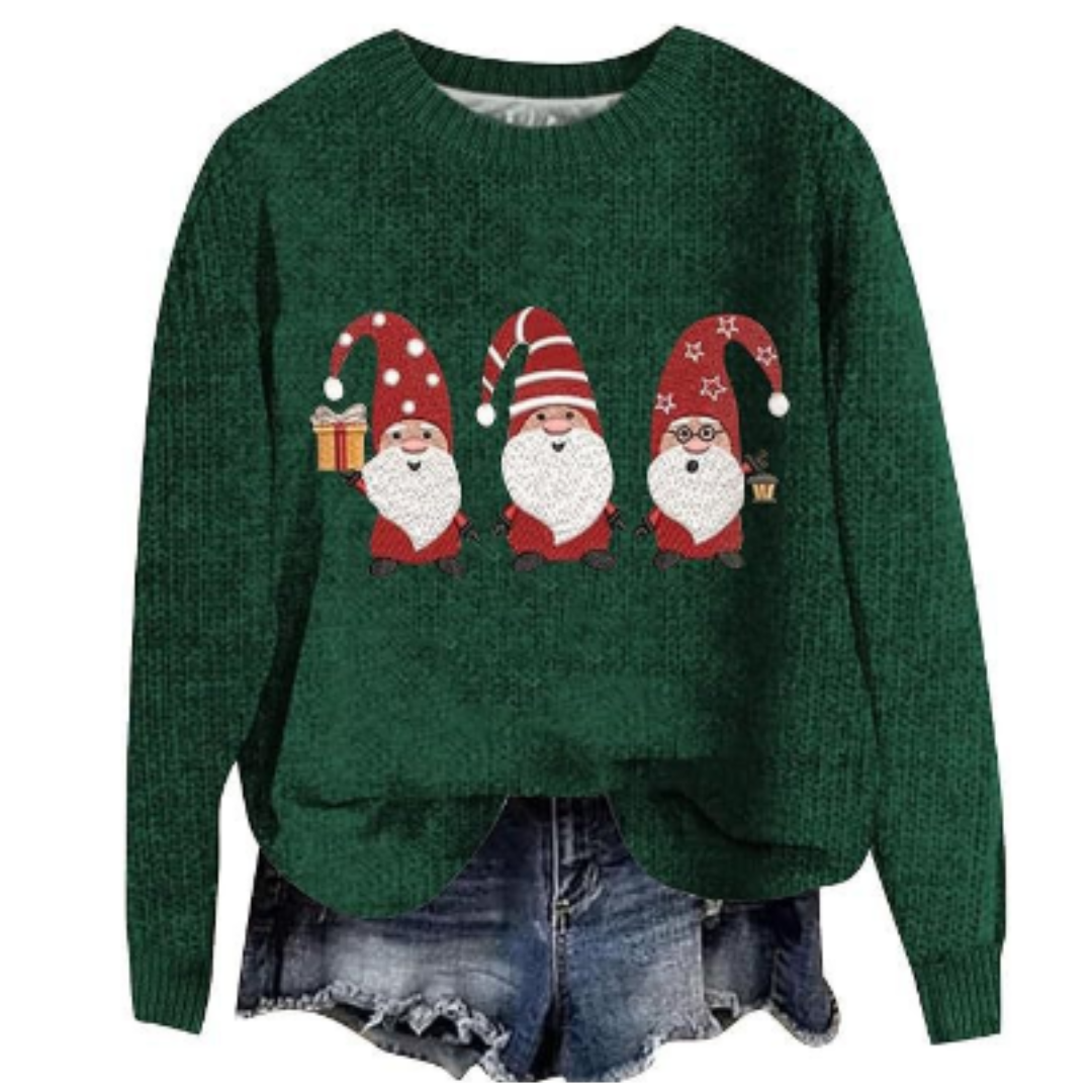 Faye | Dames Kersttrui Gebreid – Warme Lange Mouwen Ronde Hals Christmas Sweater