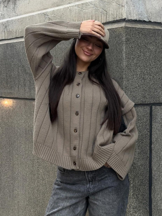 Cardigan Dames | Trendy Gebreid Vest met Rib Structuur en Comfortabele Pasvorm