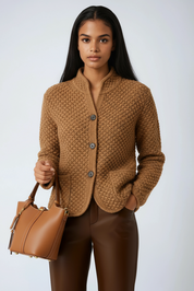 Lina | Wollen Cardigan Dames – Gebreid Vest met Knopen voor Warm Wintercomfort