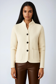 Lina | Wollen Cardigan Dames – Gebreid Vest met Knopen voor Warm Wintercomfort