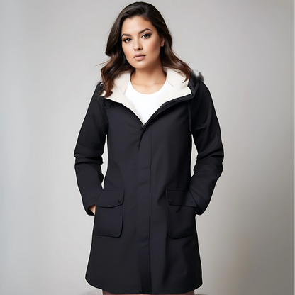 Waterdichte Jas Dames | Regenjas met Capuchon en Warme Fleece Voering