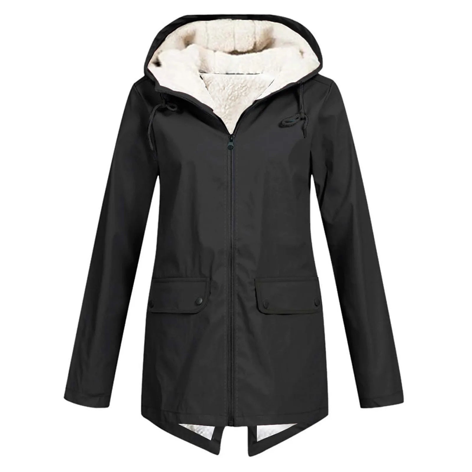 Waterdichte Jas Dames | Regenjas met Capuchon en Warme Fleece Voering