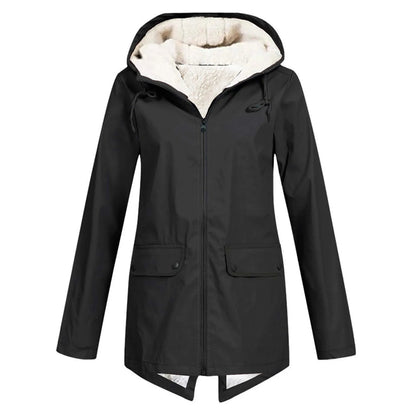 Waterdichte Jas Dames | Regenjas met Capuchon en Warme Fleece Voering
