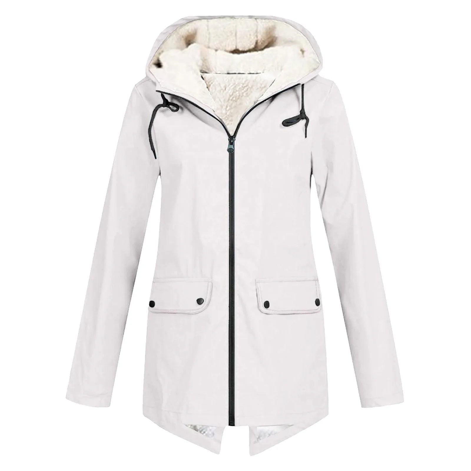 Waterdichte Jas Dames | Regenjas met Capuchon en Warme Fleece Voering