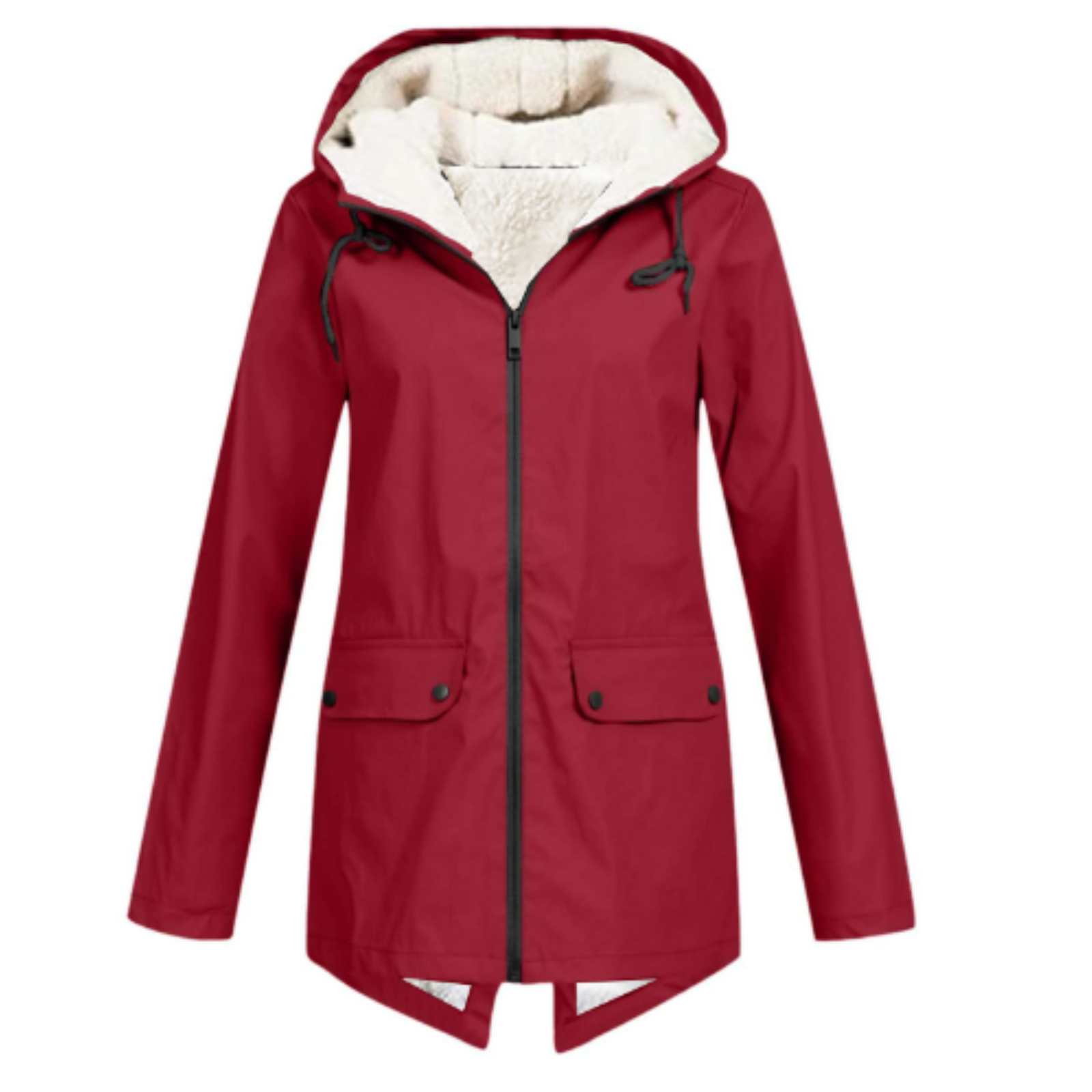 Waterdichte Jas Dames | Regenjas met Capuchon en Warme Fleece Voering