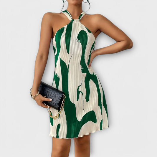 AYA | Dames Halterjurk met Elegante Print en A-lijn Pasvorm