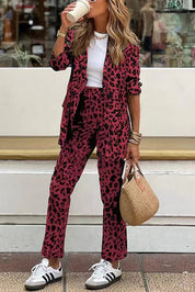 Amari | Tweedelige Leopardprint Set Dames  |  Blazer & Broek