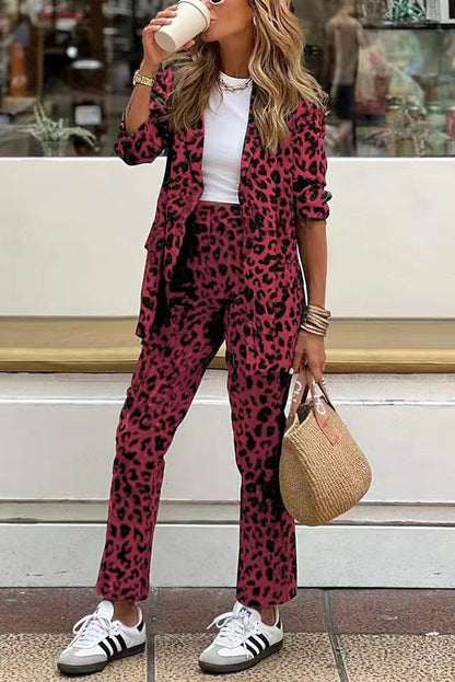 Amari | Tweedelige Leopardprint Set Dames  |  Blazer & Broek