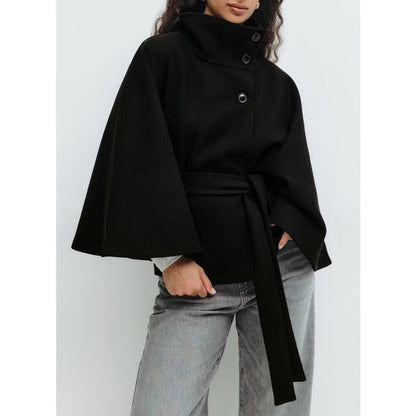 Cape Coat Dames Jas Met Hoge Kraag | Elegante Manteljas Voor Winter