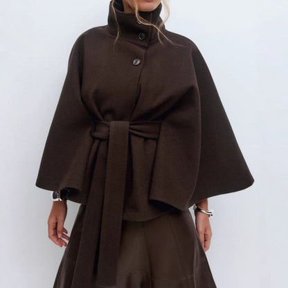 Cape Coat Dames Jas Met Hoge Kraag | Elegante Manteljas Voor Winter