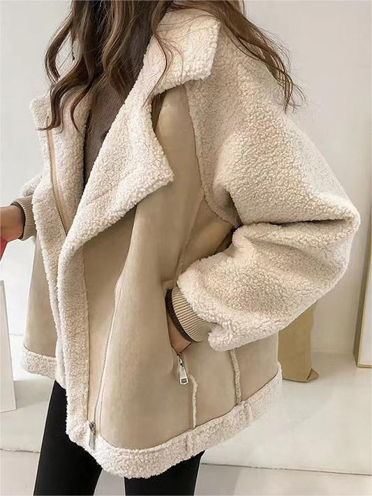 Elara Oversized Suède Jas Dames Met Vegan Bont | Trendy Warme Vintage Winterjas