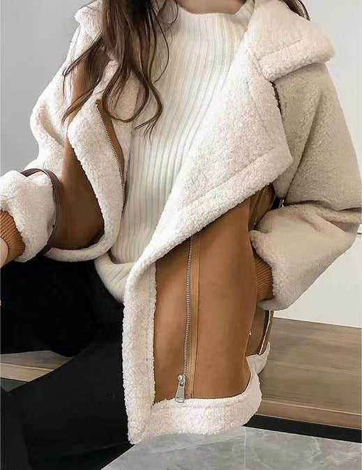 Elara Oversized Suède Jas Dames Met Vegan Bont | Trendy Warme Vintage Winterjas