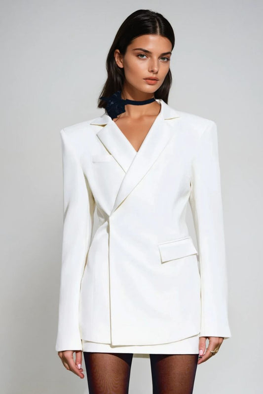 Witte Blazer Dames | Blazer met Open Rug en Getailleerde Pasvorm