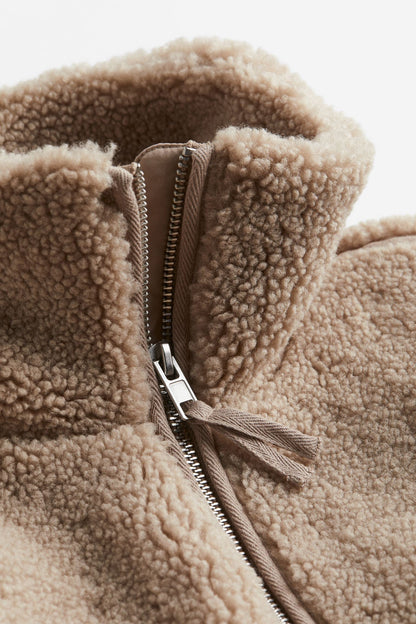 Jennifer | Oversized Teddy Jas Dames | Warme Winterjas Met Rits & Hoge Kraag