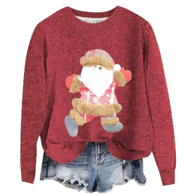 Faye | Dames Kersttrui Gebreid – Warme Lange Mouwen Ronde Hals Christmas Sweater