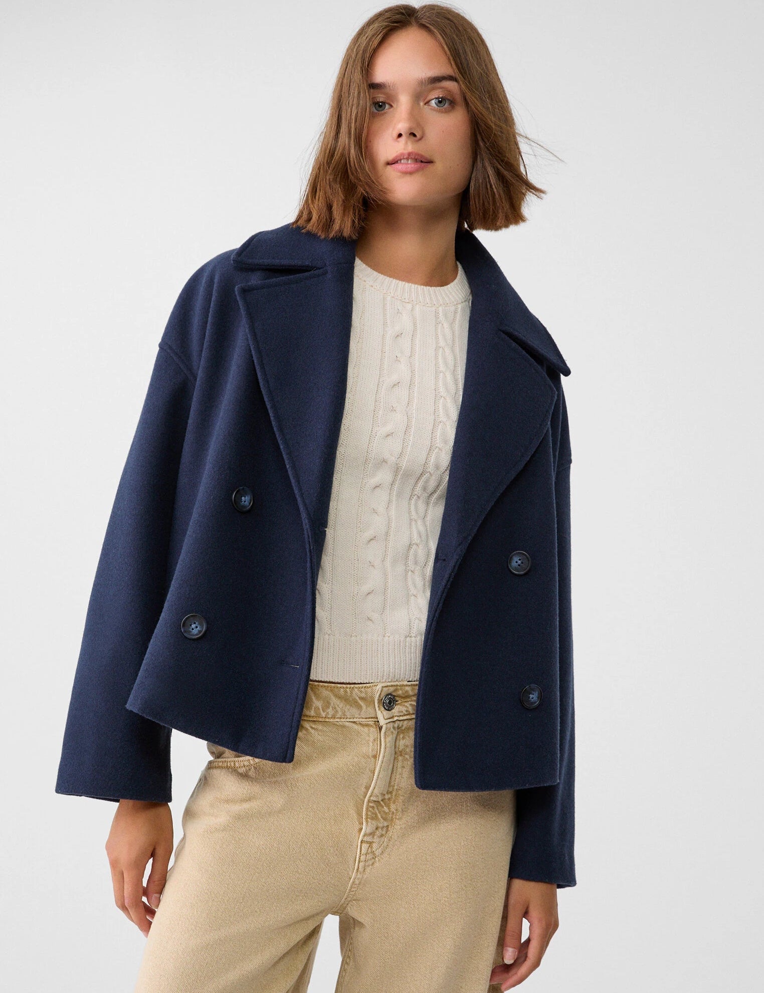 Nina | Double Breasted Mantel Dames Kort | Stijlvolle Tussenjas