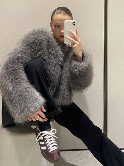 Luna | Dames Korte Faux Fur Jas – Warm, Zacht & Stijlvol