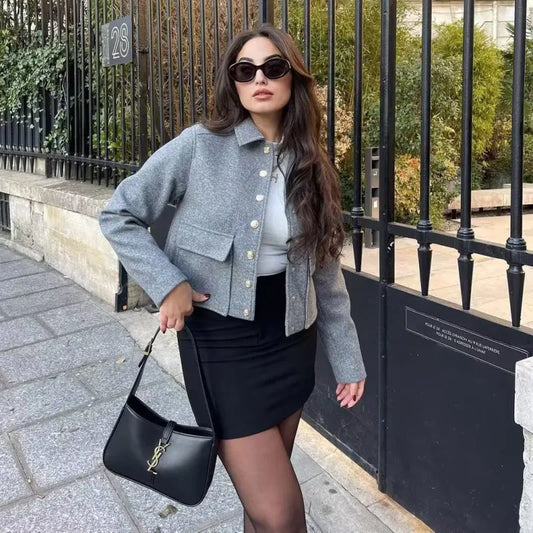 Grijze Jas Dames | Klassieke Lange Jas met Elegante Look