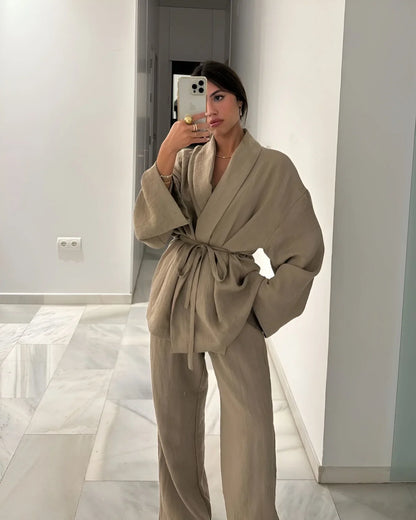 AMELIA | Linnen Kimono Set - Comfy, Trendy & Chic