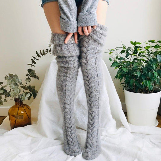 Nora Gebreide Knie Sokken Vrouwen | Cozy Warme Beenwarmers Voor Winter Layering