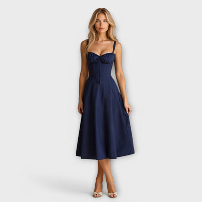 AMARA | Korset Middelange Jurk voor Dames, Elegante Zomerjurk met Gewaxt Design