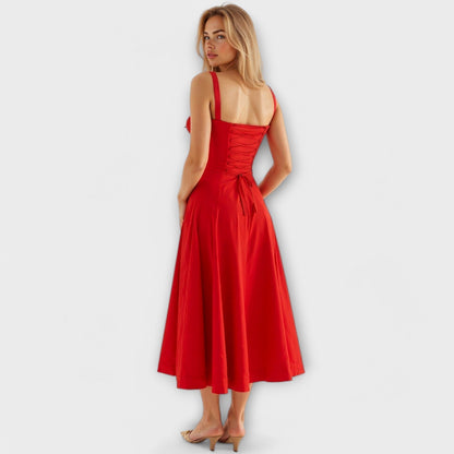 AMARA | Korset Middelange Jurk voor Dames, Elegante Zomerjurk met Gewaxt Design