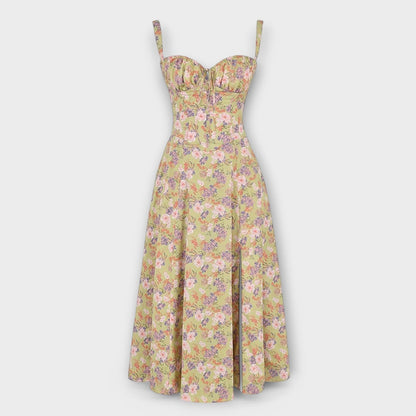 AMARA | Korset Middelange Jurk voor Dames, Elegante Zomerjurk met Gewaxt Design