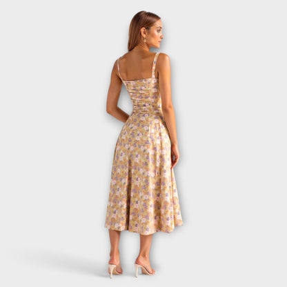 AMARA | Korset Middelange Jurk voor Dames, Elegante Zomerjurk met Gewaxt Design