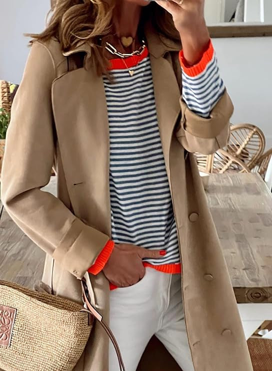 Gestreepte Trui Dames | Gebreide Trui met Klassiek Streepdesign