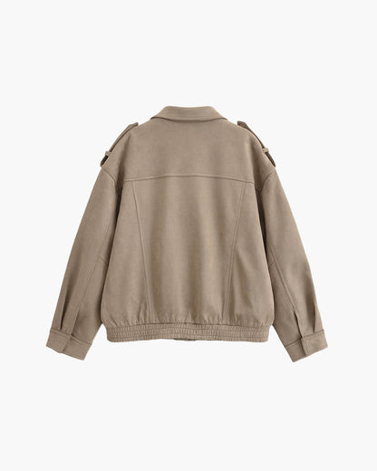 Joy | Bomber Jas Dames Leerlook | Trendy Jas Met Opstaande Kraag & Zakken