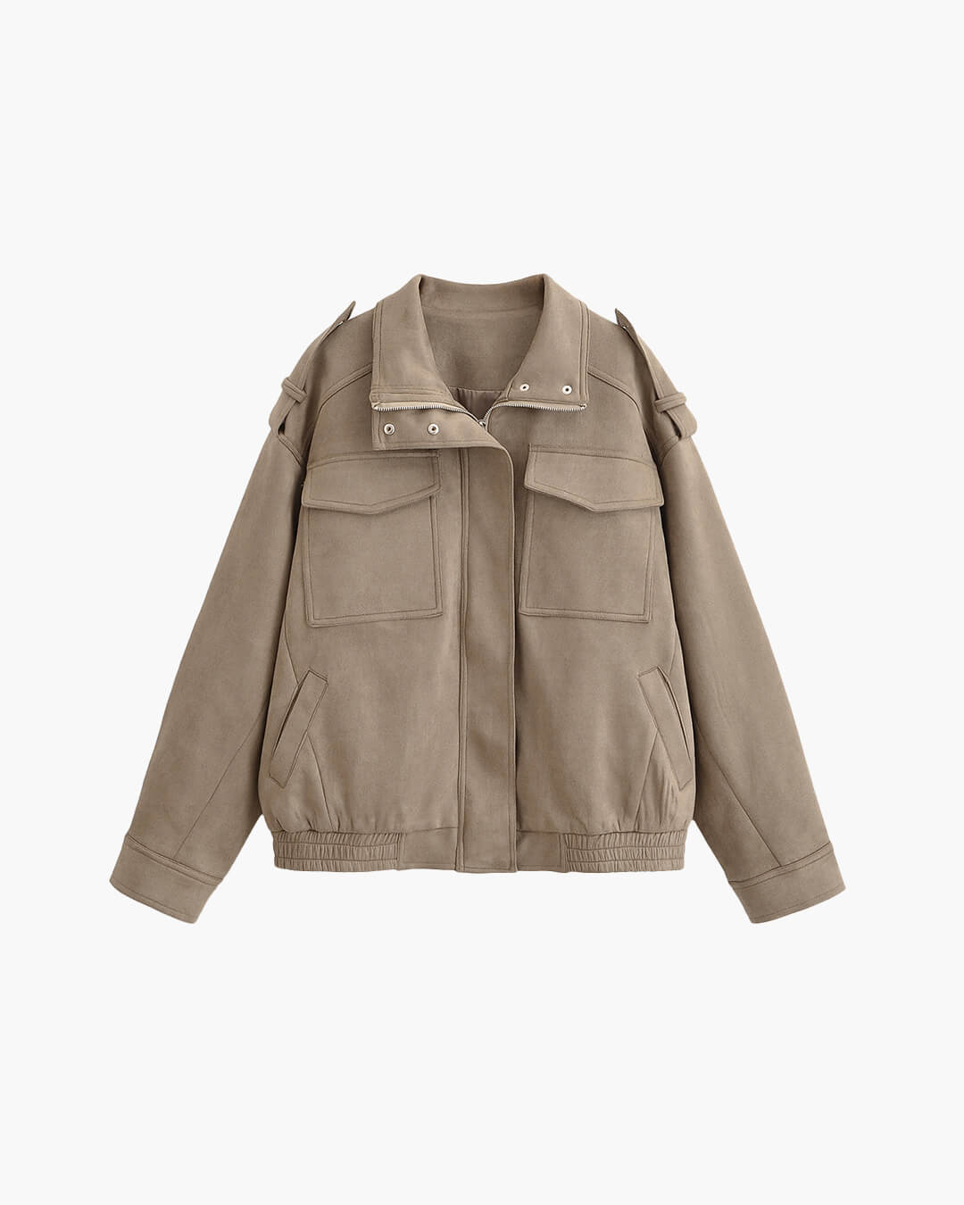 Joy | Bomber Jas Dames Leerlook | Trendy Jas Met Opstaande Kraag & Zakken