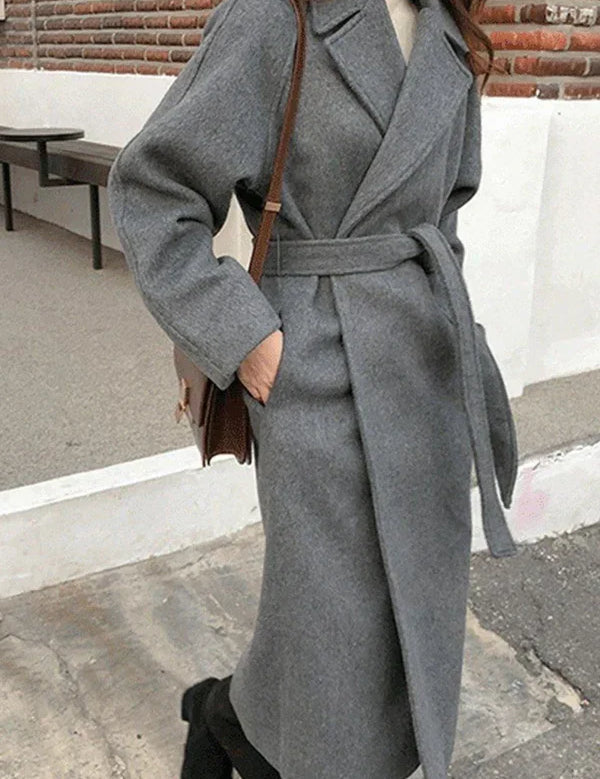 Faye | Wollen Mantel Dames | Lange Klassieke Jas van Warme Wolmix