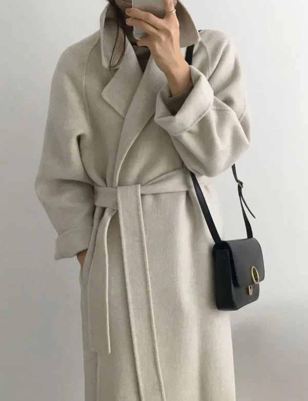 Faye | Wollen Mantel Dames | Lange Klassieke Jas van Warme Wolmix